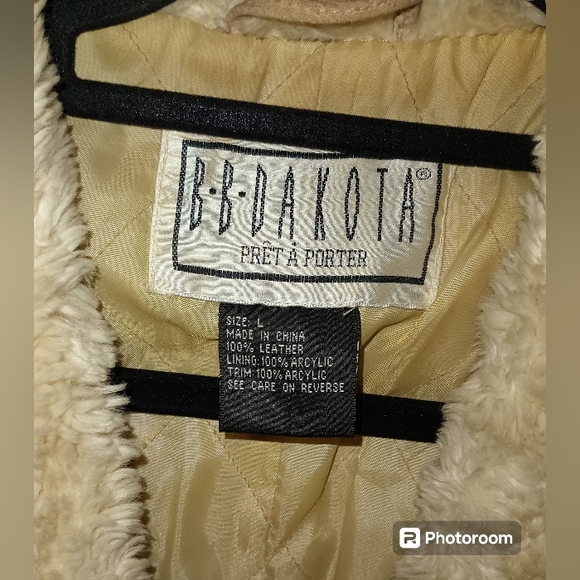 BB DAKOTA By STEVE MADDEN EUC 100% Vntg 2000 Leather Coat. Gorgeous. Beige Sz L - Picture 6 of 6